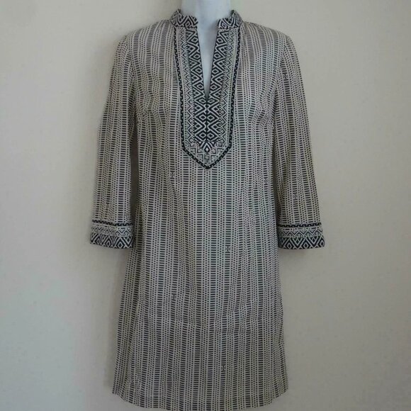 NWT TORY BURCH Corossol Black White Cotton Tory Mini Dress 0 - Picture 1 of 7